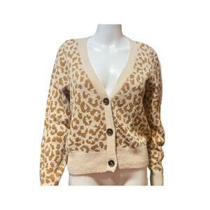Womens Jessica Simpson Cheetah Cardigan SZ M